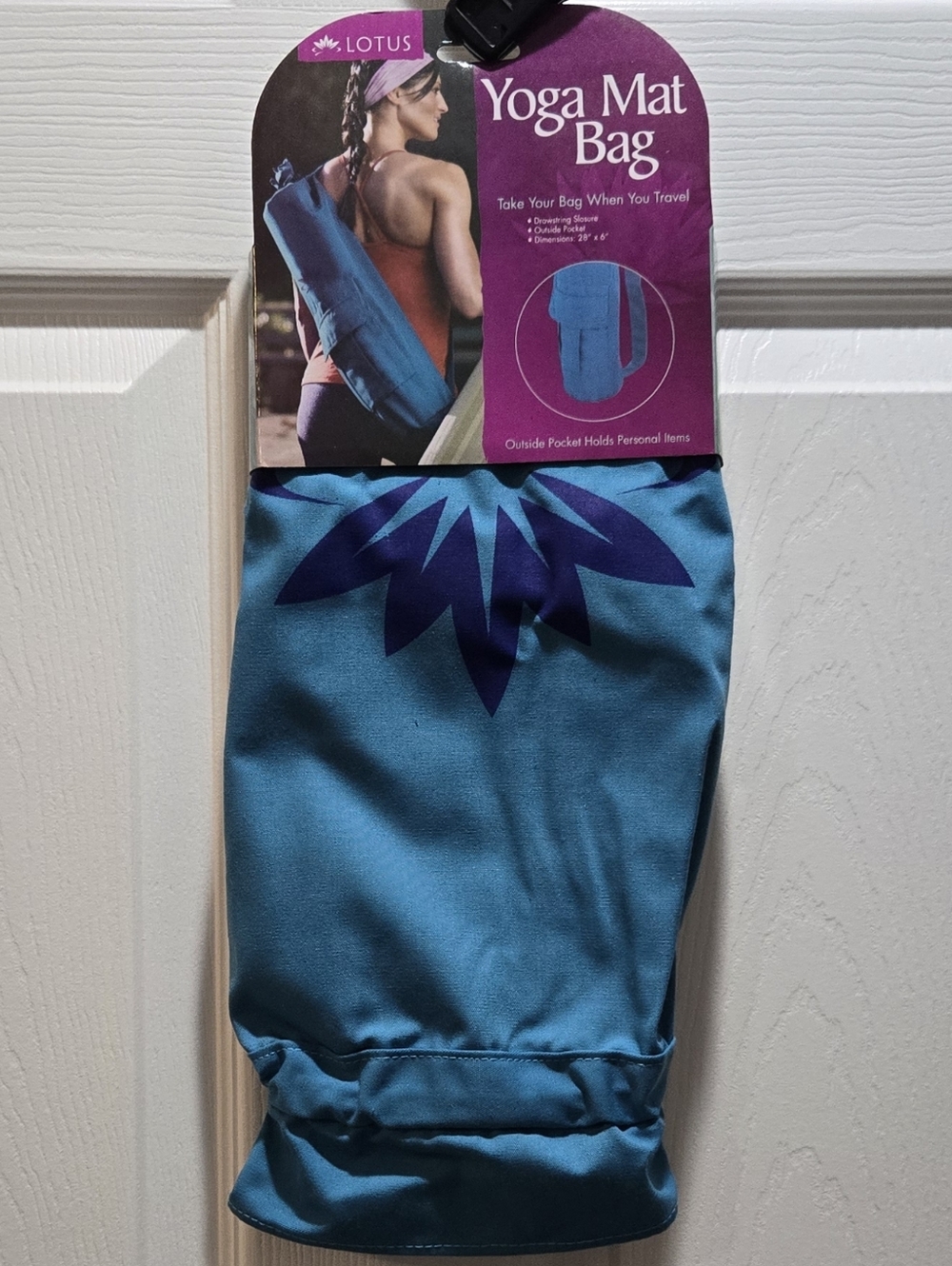 Lotus Yoga Mat Bag in Teal with Navy Accent. New.